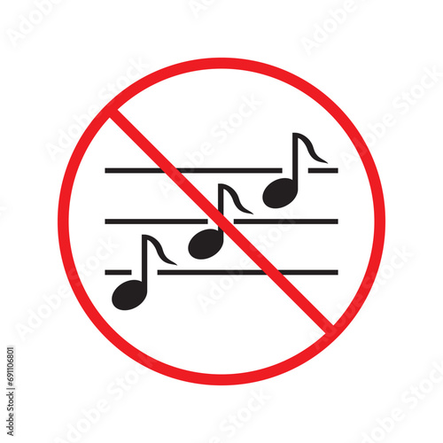 No music icon. Forbidden noise icon. No sound vector sign. Prohibited loud vector icon. Warning, caution, attention, restriction, danger flat sign design. Silence vector icon pictogram UX Uİ