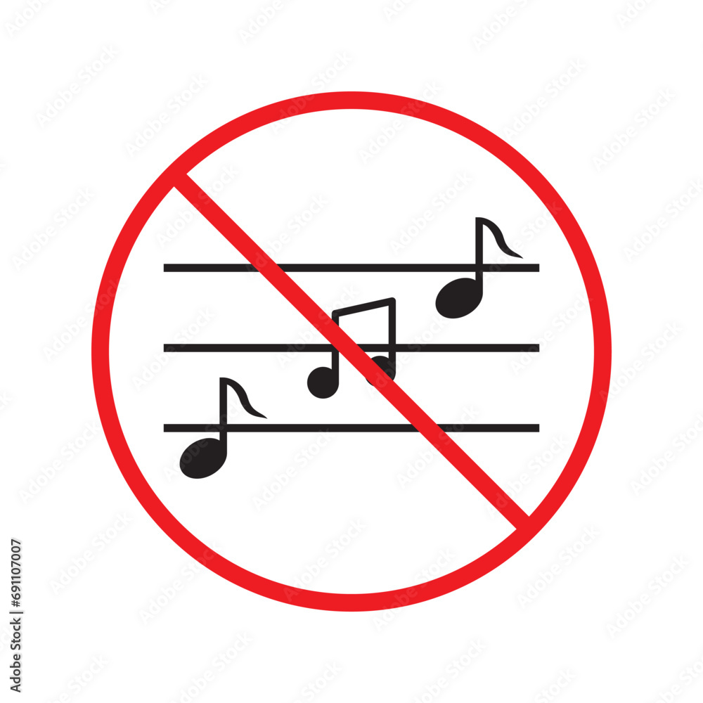 No music icon. Forbidden noise icon. No sound vector sign. Prohibited loud vector icon. Warning, caution, attention, restriction, danger flat sign design. Silence vector icon pictogram UX Uİ No music icon. Forbidden noise icon. No sound vector sign. Prohibited loud vector icon. Warning, caution, attention, restriction, danger flat sign design. Silence vector icon pictogram UX Uİ