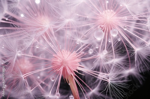 dandelion seed pod by, light magenta and gray