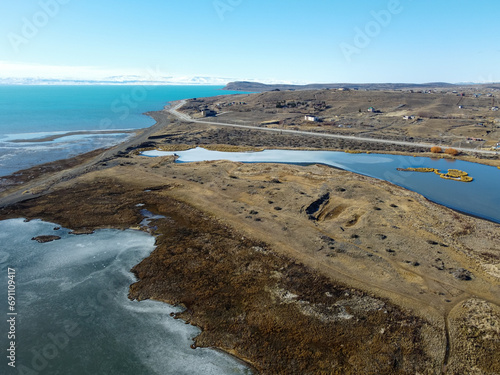 panoramica aerea de la reserva natural laguna nimez en el calalafate argentina photo