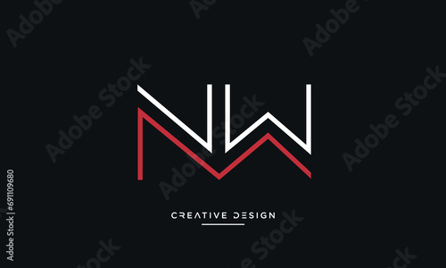 NW or WN Alphabet letters abstract logo