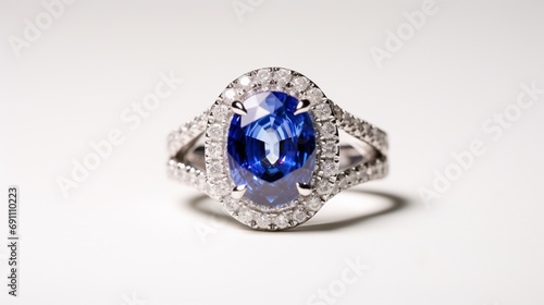 an isolated, deep blue sapphire stone against a clean white backdrop, showcasing its brilliance and captivating sparkle, symbolizing wisdom and royalty.