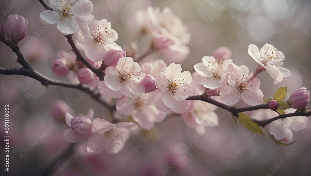 Gentle Pink Flowers Blooming in Warm Light. Generative AI Gentle Pink Flowers Blooming in Warm Light. Generative AI