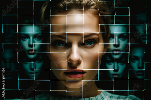 Technologie de reconnaissance faciale, reconstitution d'un visage d'après des données photo