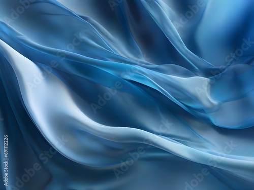 Abstract background of smooth flowing silk with soft wave of light blue and black colors