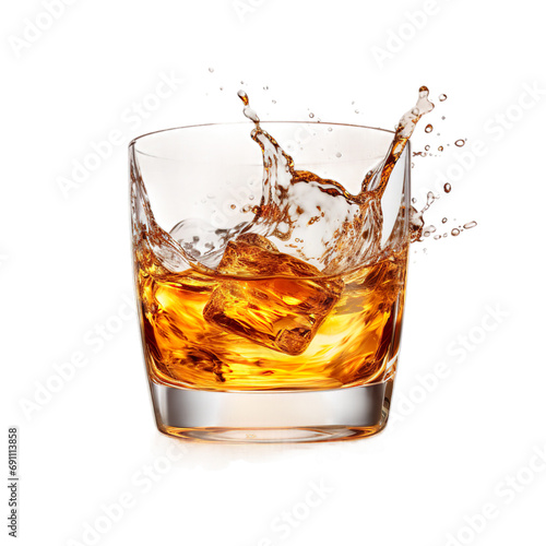 Glasses Shot of tequila with Splash Isolated on White Background