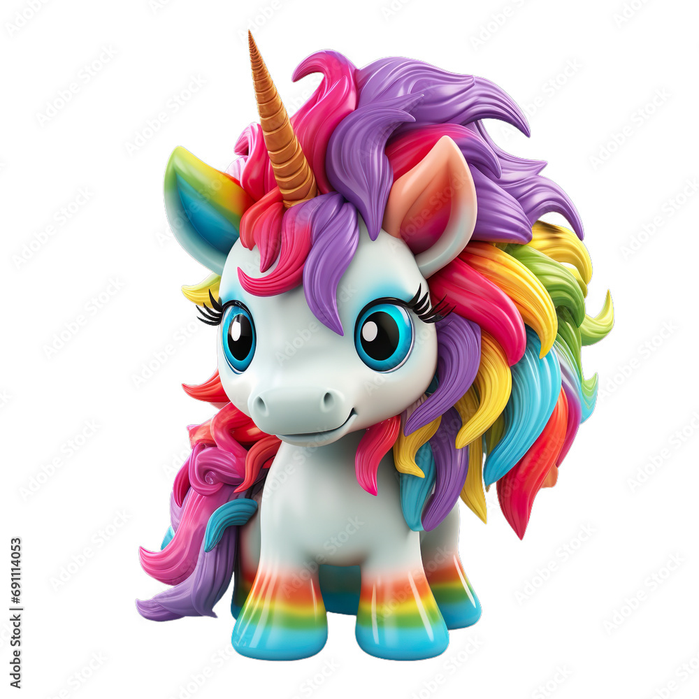 Joyful Unicorn Riding a Rocking Horse Vibrant 3D Illustration Isolated on White Background Joyful Unicorn Riding a Rocking Horse Vibrant 3D Illustration Isolated on White Background