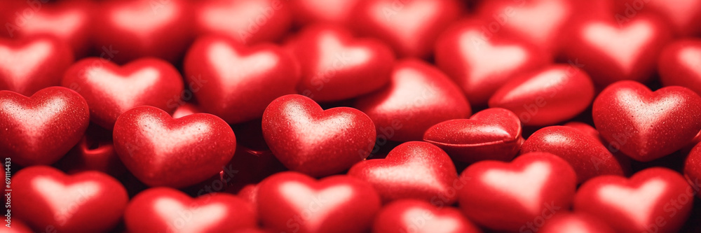 Background of red hearts, place for text, banner Background of red hearts, place for text, banner