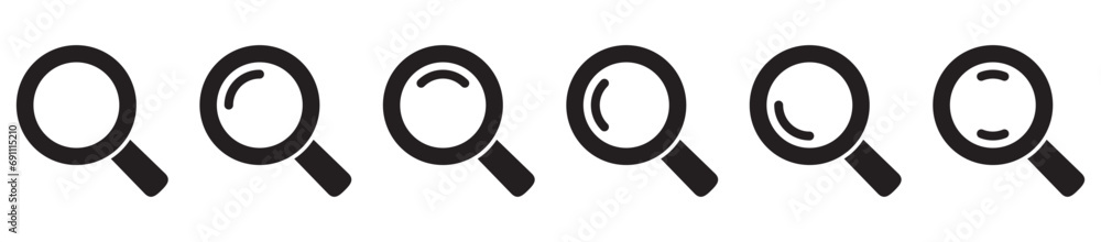 Magnifying glass icon, vector magnifier or loupe sign. Web search icon. Magnifying glass icon, vector magnifier or loupe sign. Web search icon.