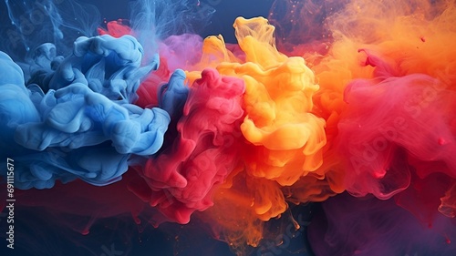 Abstract exploded colorful smoke background AI Generated