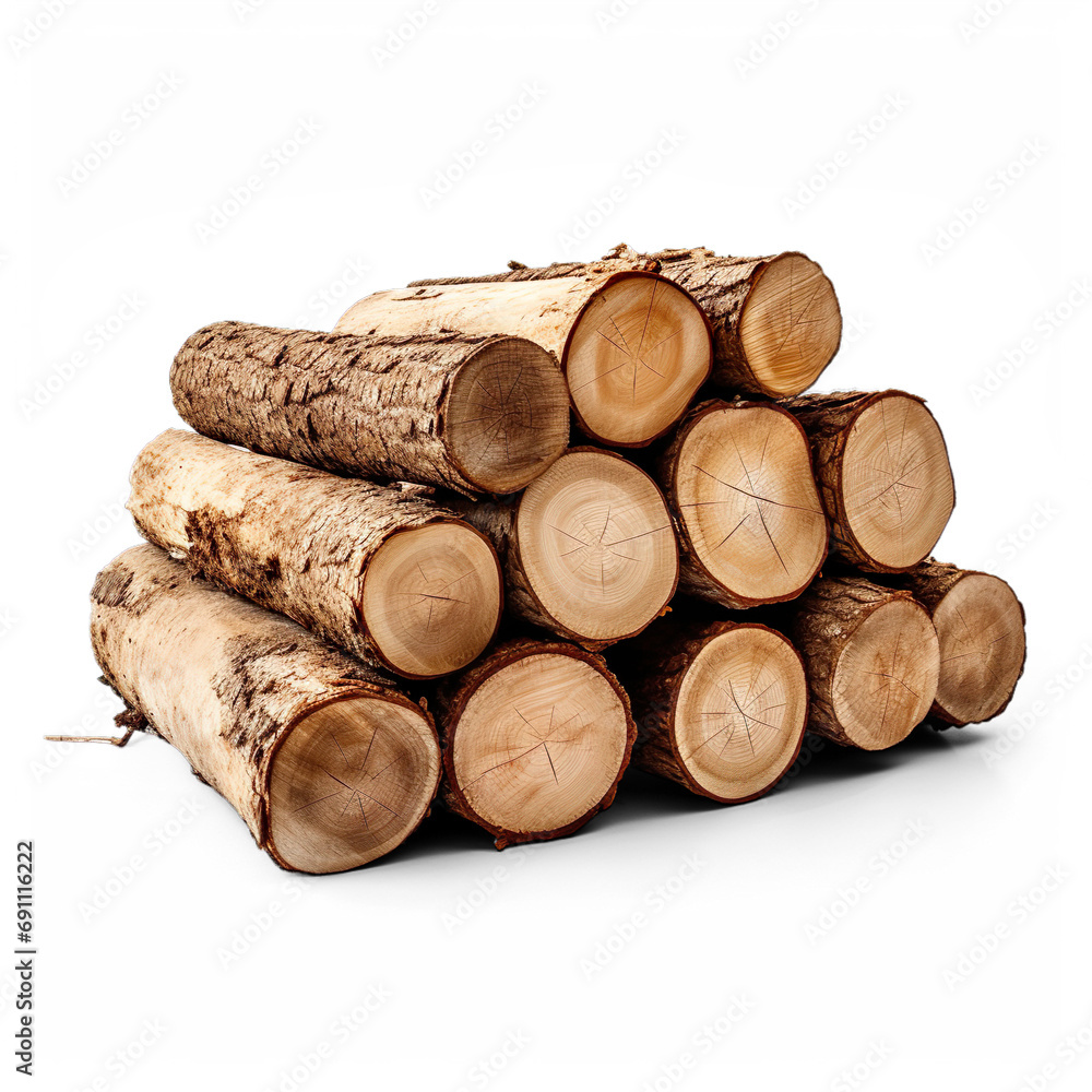 Firewood Logs in a Cord Isolated on White Background Firewood Logs in a Cord Isolated on White Background