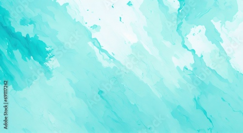 Blue turquoise teal mint cyan white abstract watercolor. Colorful art background. Light pastel. Brush splash daub stain grunge. Like a dramatic sky with clouds. Or snow storm cold wind generative AI