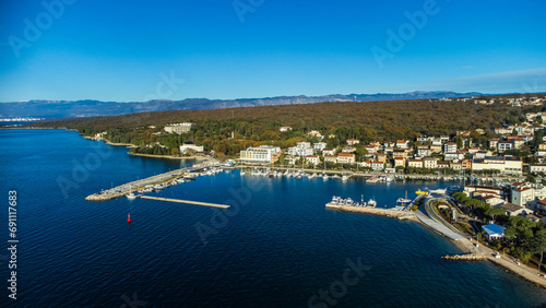 Malinska, Krk island, coast, sea, aerial view,  Croatia photo