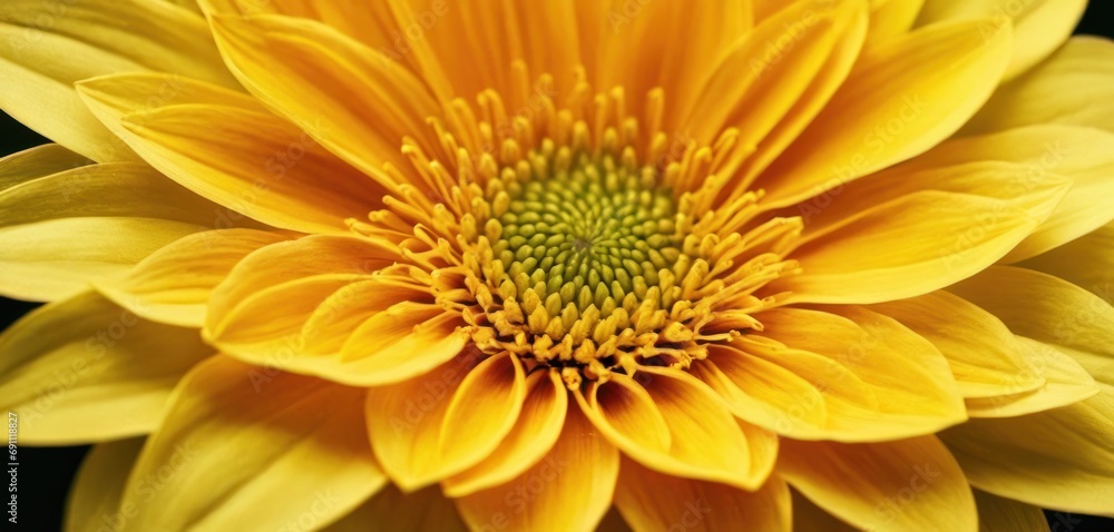a close up of a yellow flower with a green center and a yellow center on the center of the flower. a close up of a yellow flower with a green center and a yellow center on the center of the flower.