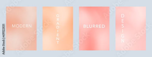 Abstract Wallpaper, Poster Set Pastel Soft Gradient. Graphic Peach Fuzz color Background. Blurred cream Texture. Vector Modern Banner. 