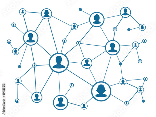 Global network, Social user network, social and business network, diverse business team connected by lines - vector