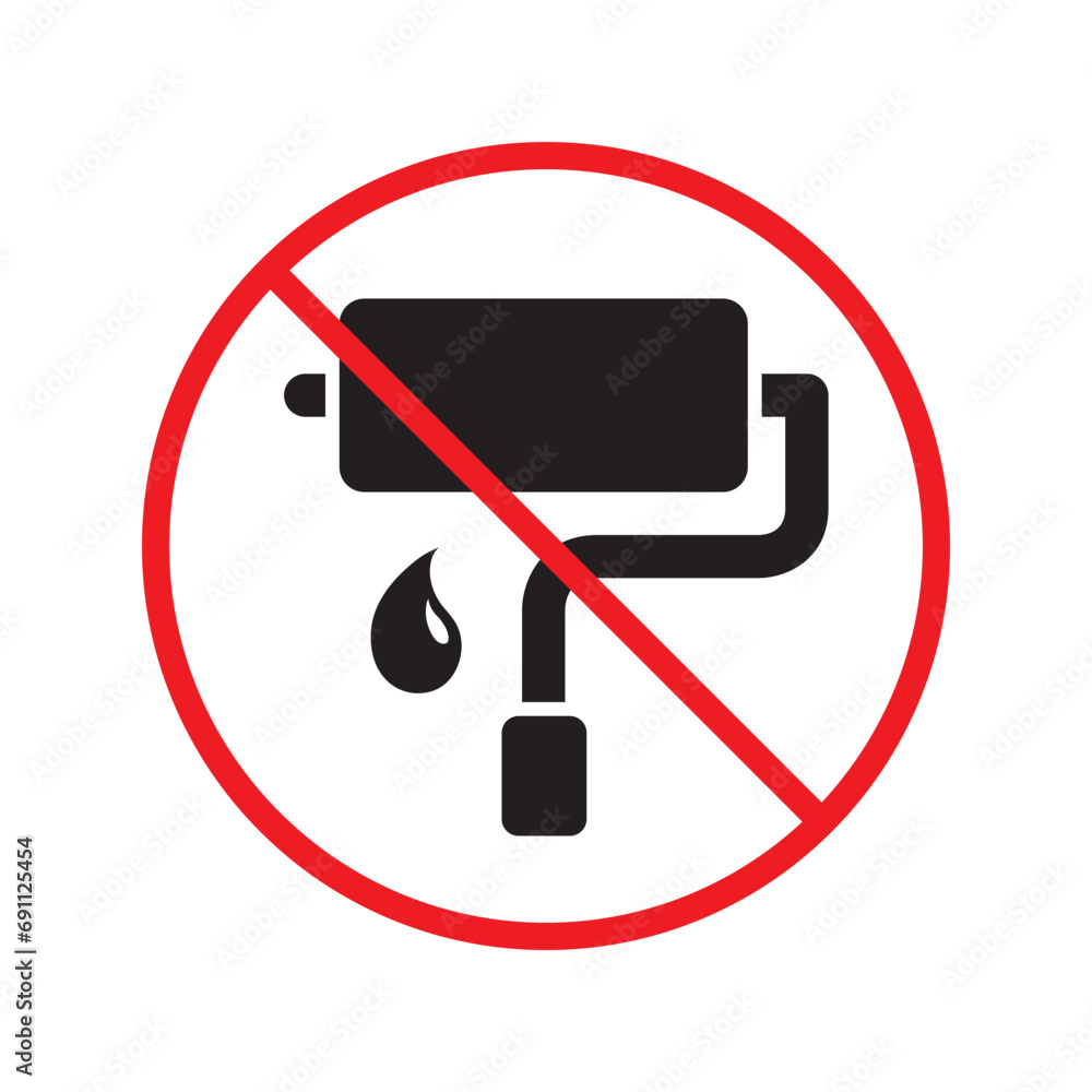 Do not paint sign. Prohibited painting vector icon. No paint icon