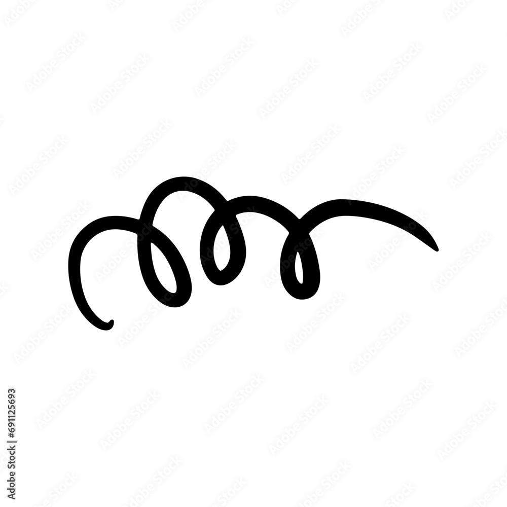Curls abstract scribble with hand drawn line. Doodle decorative curls, swirls, flourishes and text calligraphy dividers collection. Simple vintage elements isolated on white background for design.