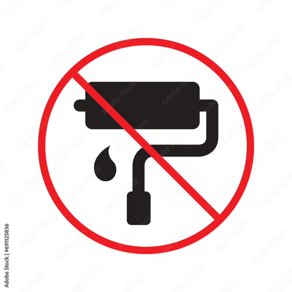 Do not paint sign. Prohibited painting vector icon. No paint icon ...