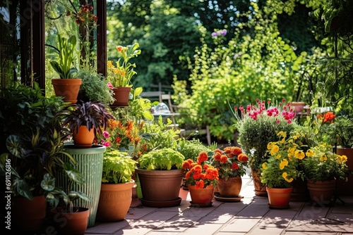 Fototapeta Naklejka Na Ścianę i Meble -  window sill garden with various plants