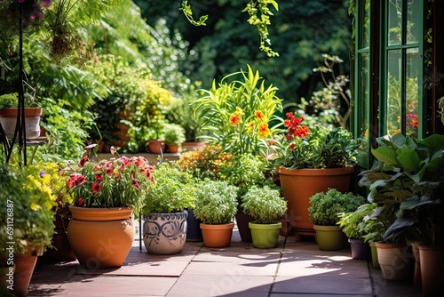 window sill garden with various plants