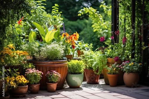 Fototapeta Naklejka Na Ścianę i Meble -  window sill garden with various plants