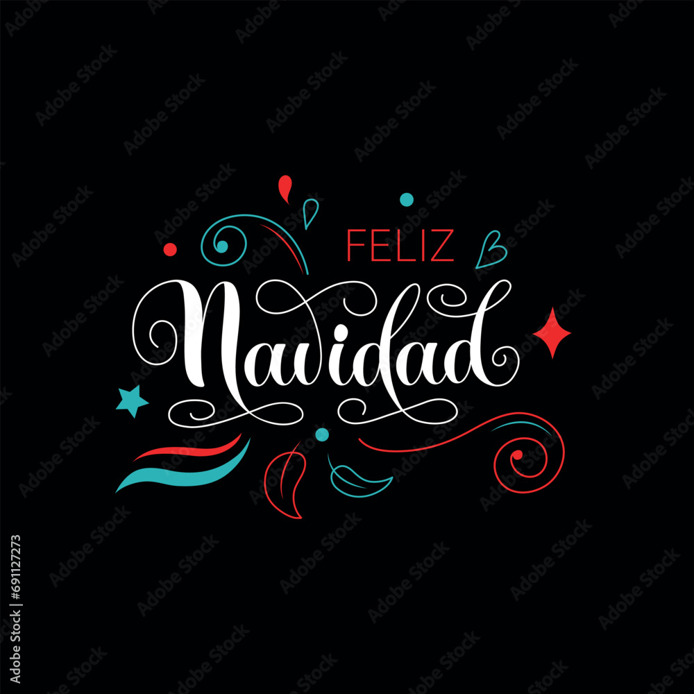 Vecteur Stock Feliz Navidad text meaning Merry Christmas in Spanish
