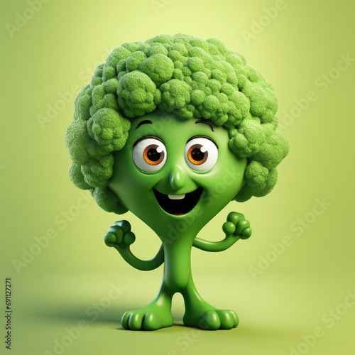 Cute Cartoon Broccoli Chara...