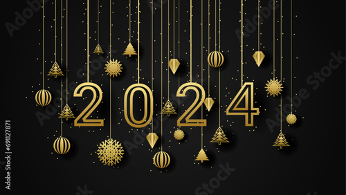 Vector gold NEW YEAR label 2024 