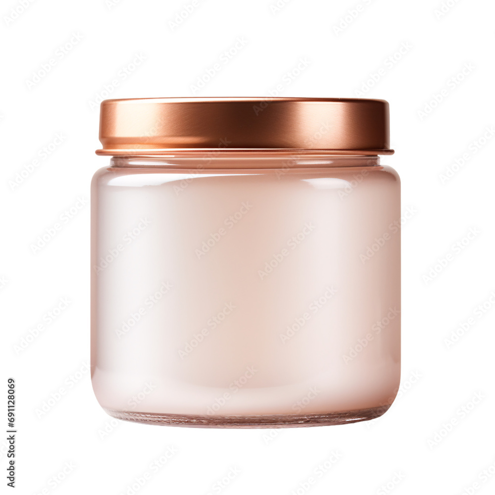 Rose gold 8 oz blank body butter jar mockup with copper lid isolated background Rose gold 8 oz blank body butter jar mockup with copper lid isolated background