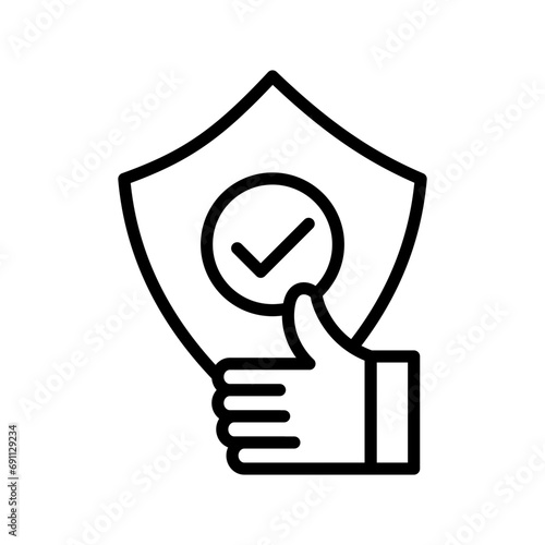 reliability icon. trust and safe guard shield to protect and verify identity by keeping safe and private vector mark. approved credibility guarantee shield with reliability symbol logo. secure icon 