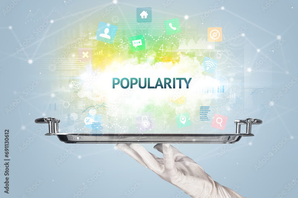 Waiter serving social networking concept concept Waiter serving social networking concept concept
