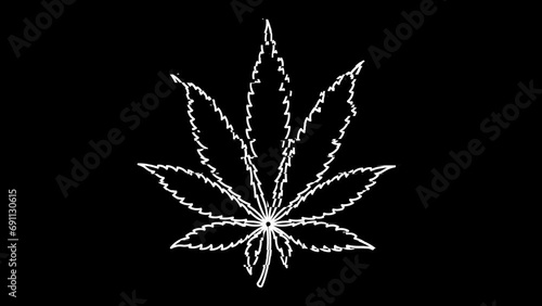 Cannabis leaf illustration glitch noise on dark background cartoon animation marijuana icon symbol