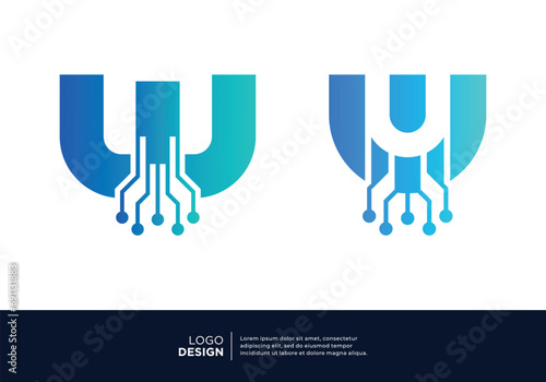 Technology letter W logo design. Creative and modern logo design