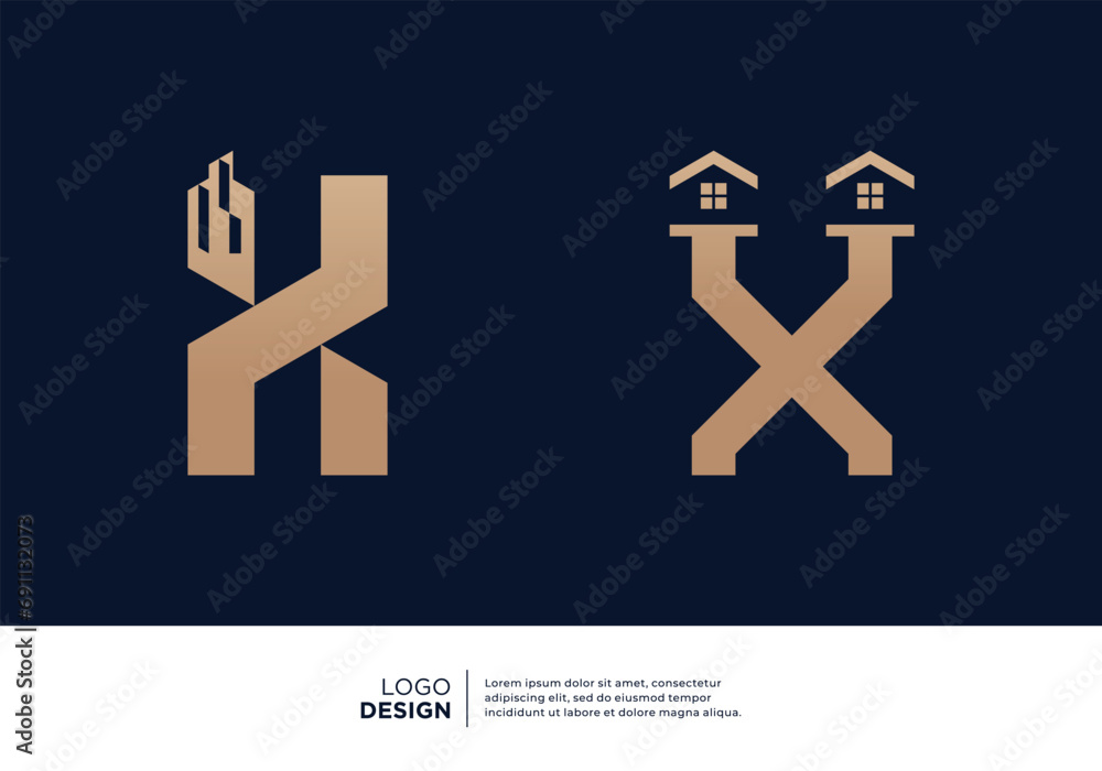 Collection of architectural building letter X logo designs. Stock ...