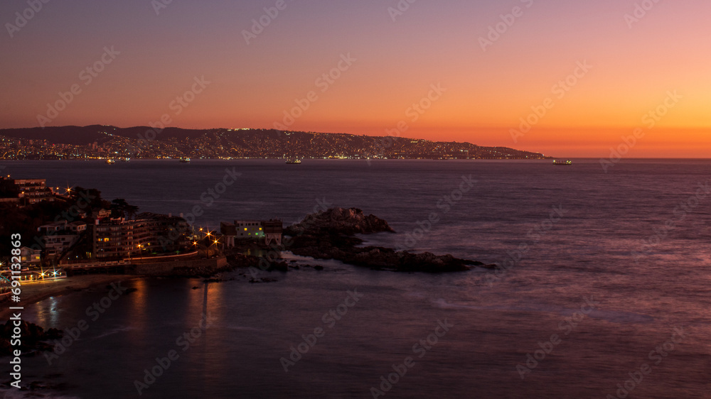 luzes da noite na praia Cochoa   Viña del Mar Valparaíso Chile