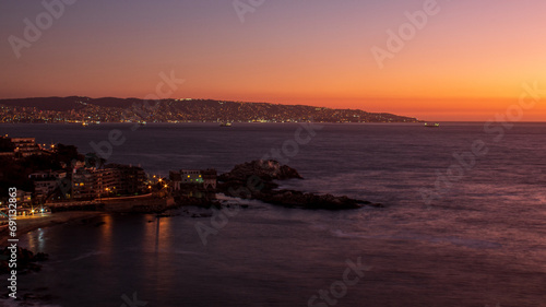 luzes da noite na praia Cochoa Viña del Mar Valparaíso Chile