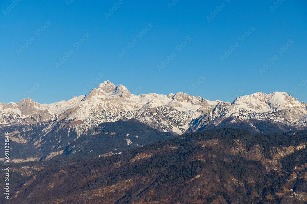 Winter landscape with Triglav peak, Triglavski national park, Slovenia Winter landscape with Triglav peak, Triglavski national park, Slovenia