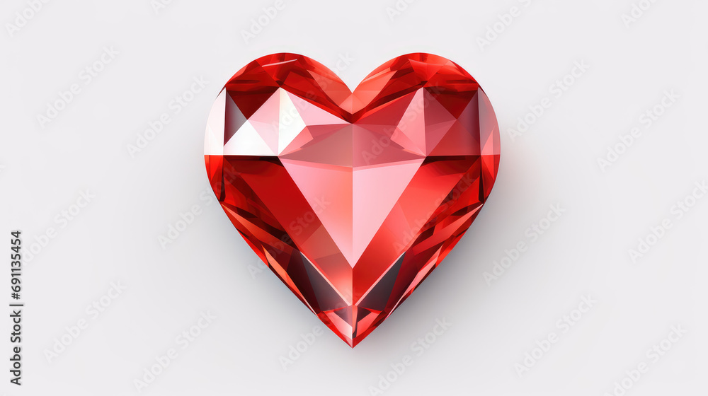 A 3d heart icon, 3d icon, crystal glass material on white background A 3d heart icon, 3d icon, crystal glass material on white background