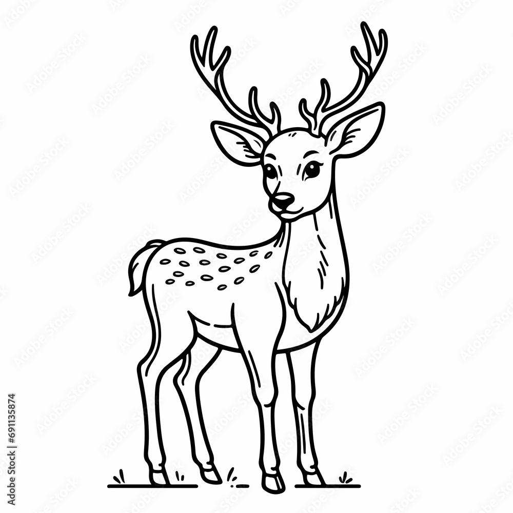 Obraz premium Silueta reno para colorear