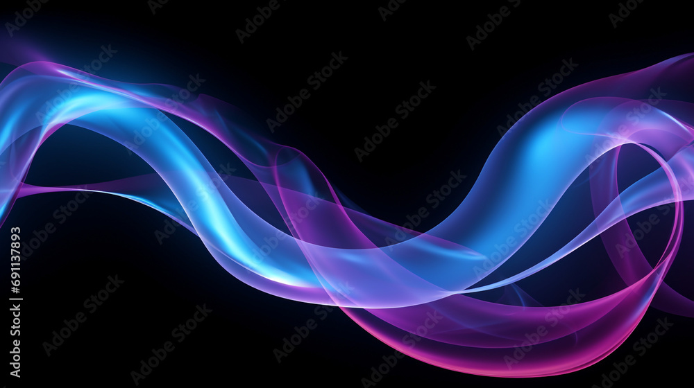 Purple blue abstract color gradient on black background created with Generative Ai Purple blue abstract color gradient on black background created with Generative Ai