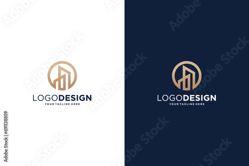 Building architecture letter O logo design. photo