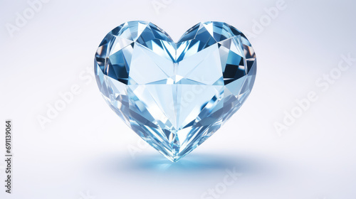 A 3d heart icon  3d icon  crystal glass material on white background