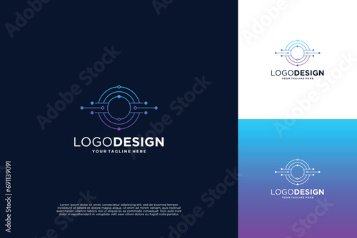 Technology letter O logo design. Symbol technology, Artificial Intelligence, and computer.