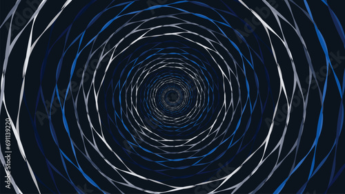 Abstarct spiral dotted round vortex style background in dark blue color This creative background can be presented as a banner or data cycle center.