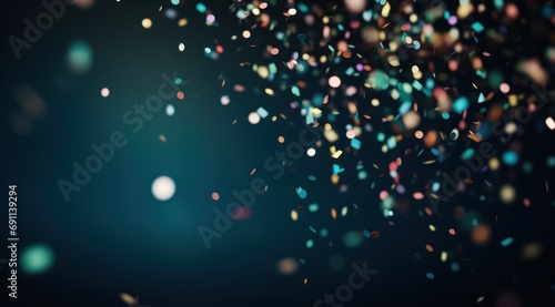 colorful confetti falling away with a dark black background