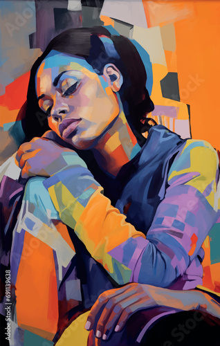 Une femme triste et seule