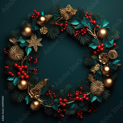 festive christmas wreath christmas gold background