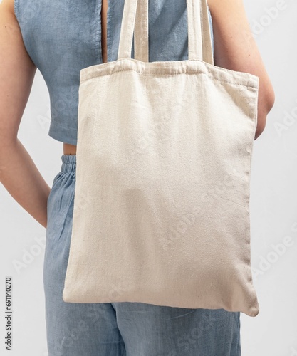 Eco-friendly tote bag, ecological totebag, linen cotton shopper photo