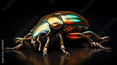 close up photo of beautiful metallic beetle created with Generative Ai © Andrii Yablonskyi